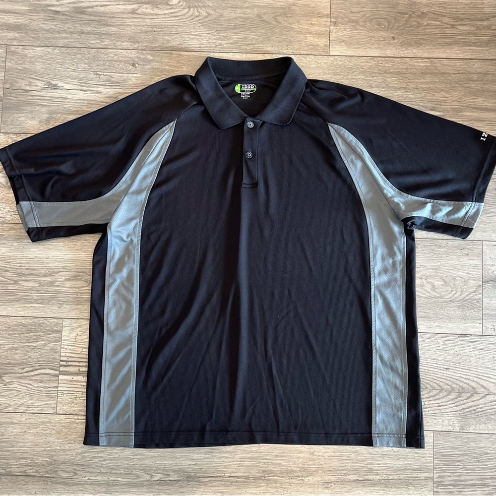 Izod Men’s Golf X-Treme Function Polo Short Sleeve Performance Black Gray XXL